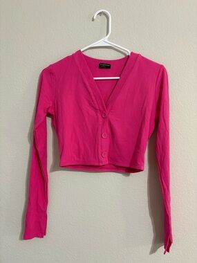 Women's Cropped Button-Front V-Neck Cardigan